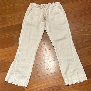 ROXY White Linen Oceanside Wideleg Beach Pants